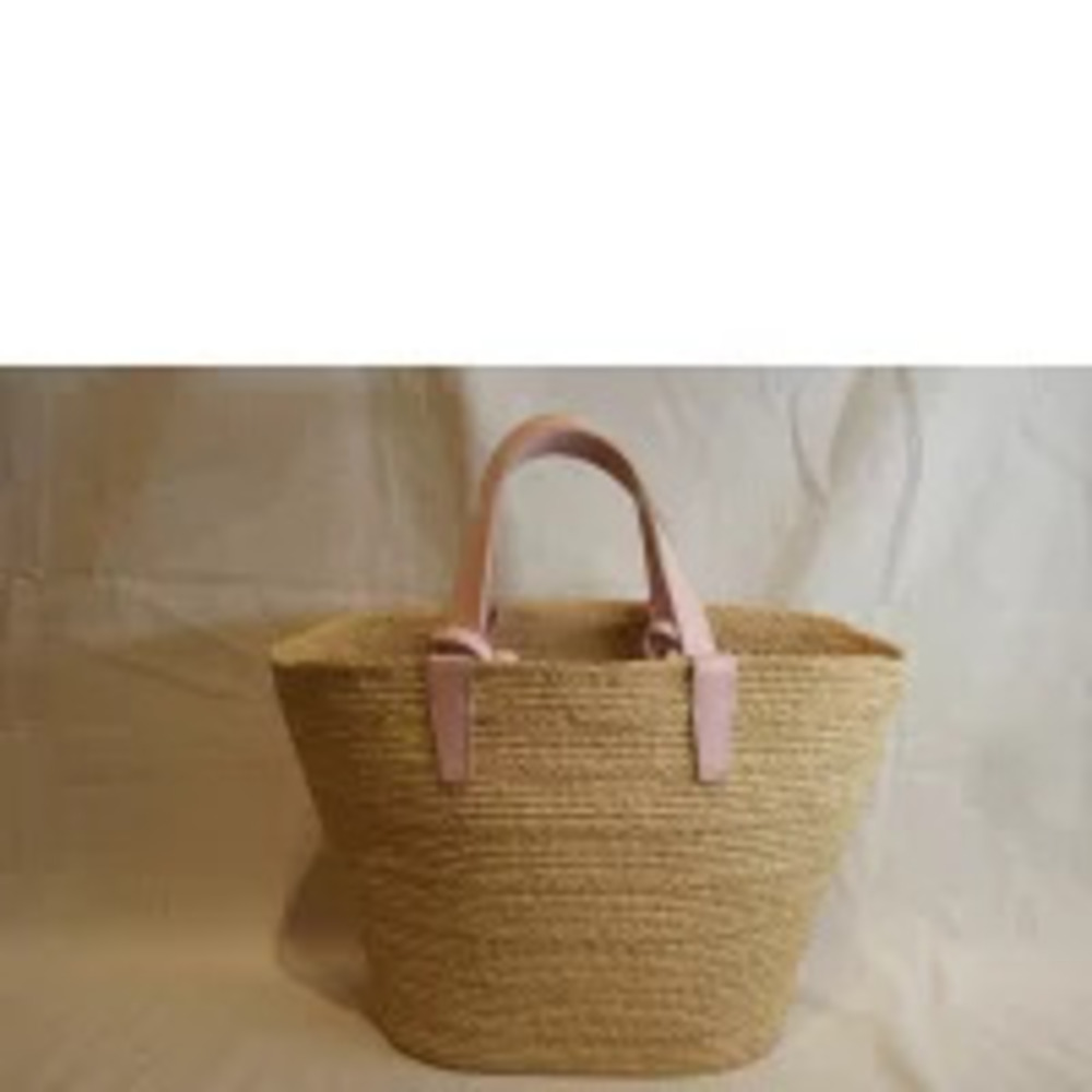CELINE Triomphe Panier Raffia Basket Bag Pink AB - Picture 2 of 6